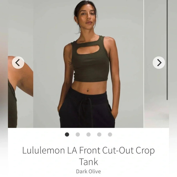Lululemon LA Front Cut-Out Crop Tank Dark Olive size 6 - Picture 1 of 8
